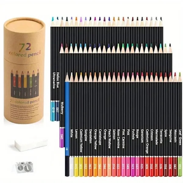 72 Colored Pencils for Adult Coloring Books, Back to School Supplies, Soft Core, Artist Pencils for Drawing and Sketching