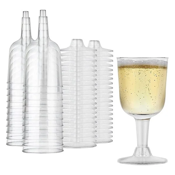 Klare, resirkulerbare vinglass i plast - uknuselige - gjenbrukbare champagneglass, dessertglass, 25-pakning