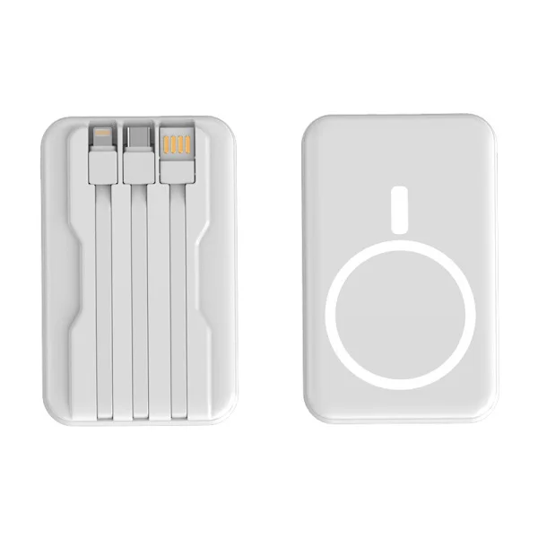 MagSafe magnetisk trådlös powerbank 20000 mAh delad ultratunn mobil powerbank med inbyggd kabel