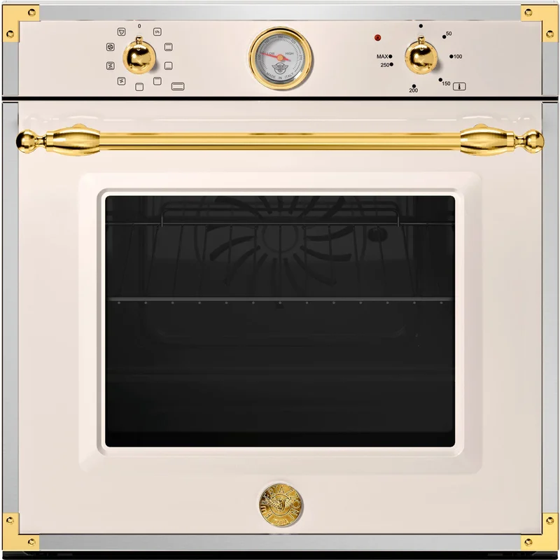 Bertazzoni F609HEREKTAG Inbyggnadsugn Heritage, 60 cm, elfenbensvit/guld | Vitvaror > Ugnar > Kombiugn | Bagaren och Kocken