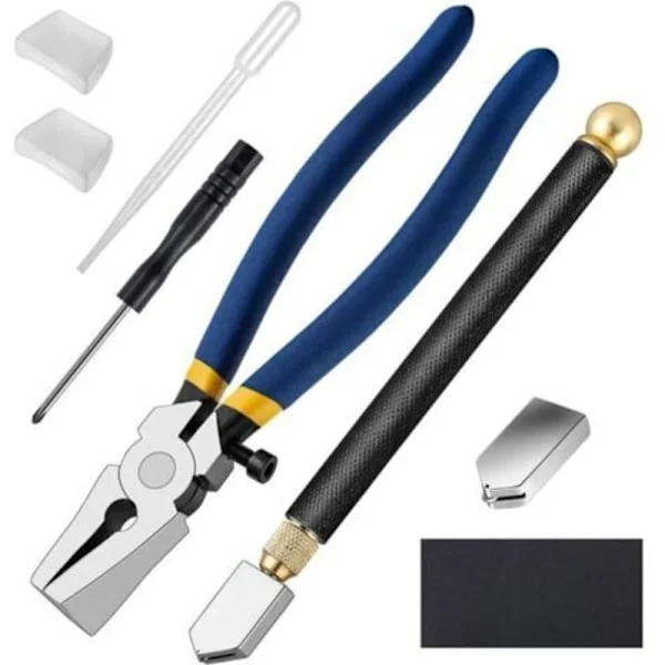 Set med 4 kraftiga glasskärare med glasskärare och hårdmetallspetsad glasskärare för mosaik/kakel/spegel/färgat glas