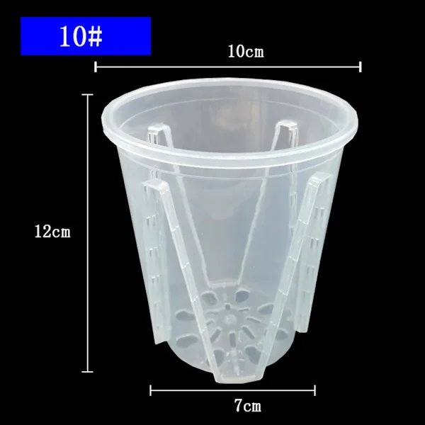 Blomkruka i plast, blomkruka, transparent blomkruka, blomkruka, blomkruka med slitsade hål, orkidéplanteringskruka