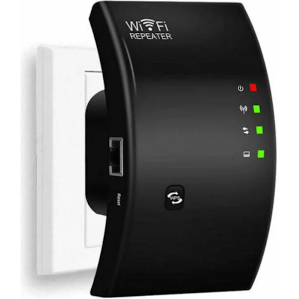 WiFi-repeater, kraftig WiFi-forsterker, N300 WiFi-forlenger WiFi-signalforsterker, 1 Ethernet-port, dekker opptil 200m2 kompatibel med alle 
