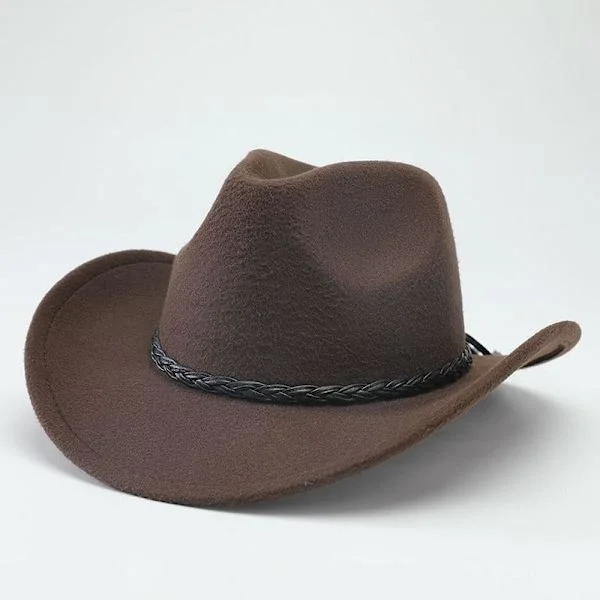American Western Cowboy Hat Felt Hat for Men and Women Riding Hat Rolled Brim Faux Wool Jazz Hat Cowboy Hat
