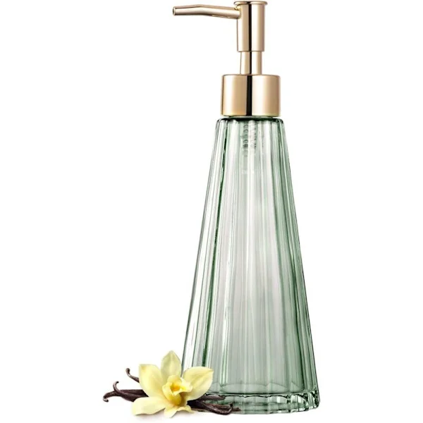 Elegant Vintage Glas Sæbedispenser - Flydende/Desinfektionsmiddel/Shampoo Dispenser med Pumpe. Rustik Indretning. Håndsæbe. Badeværelsestilbehør