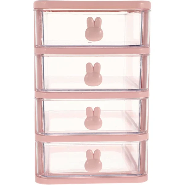Plastic Storage Box, 21X17cm 4 Layers Multifunctional Desktop Storage Cabinet Storage Container with Drawers Mini Drawer Organizer for Home, Office