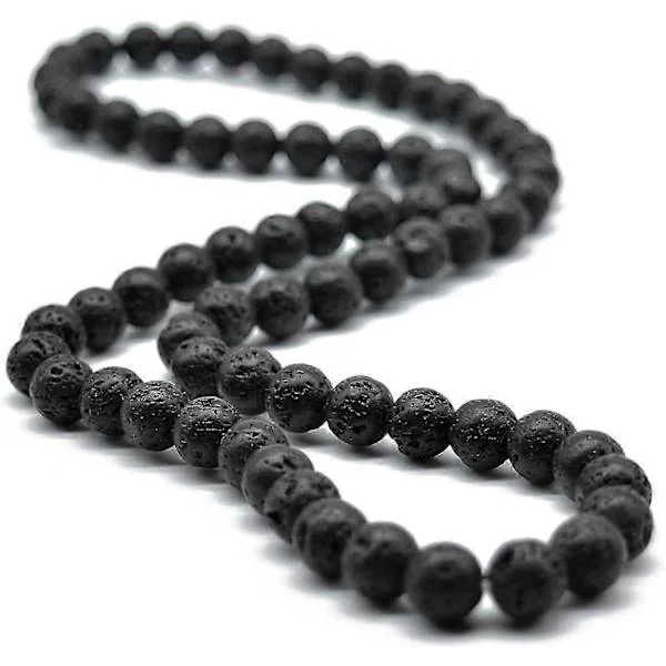 8MM Naturlig Tigerøye Lavastein Perlekjede Choker Ekte Edelsten Angst Strekkkjede For Menn