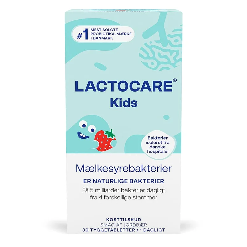 Lactocare Kids Mælkesyrebakterier til børn 30 tyggetabl., Helse & Madvarer, Mælkesyrebakterier, Mælkesyrebakterier Til Børn