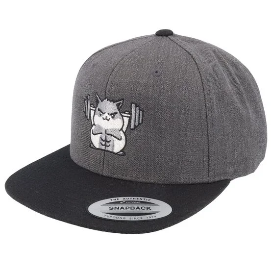 Berzerk - Grå snapback Caps - Buff Hamster Working Out Charcoal/Black Snapback @ Hatstore