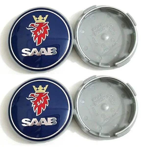 4st 63mm Blå Kolfiber Svart Bil Hjulcentrumkapslar Fälgar Navkapslar För SAAB 9 3 9 5 9-3 9-5 SAAB Emblem Märke Tillbehör