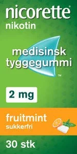 Nicorette 2 mg tyggegummi fruitmint 30 stk