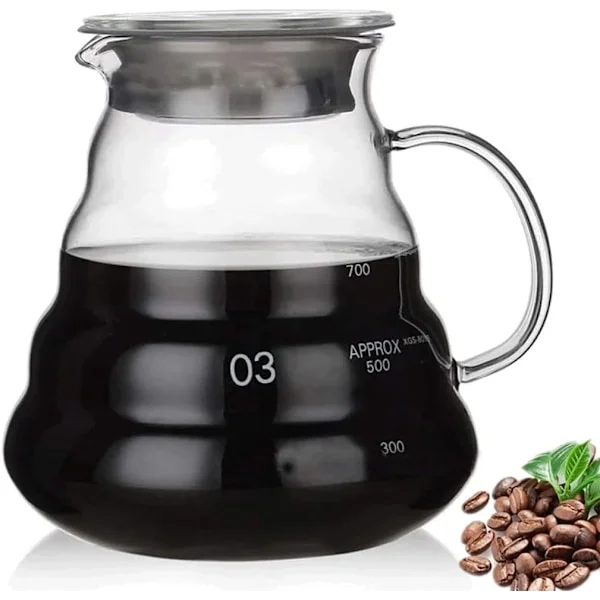 Glas Kaffekanna för Bryggkaffemaskin, Standard Glas Kaffekaraff, Kaffekanna med Lock, Klar, 03 700ml/27oz