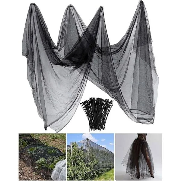 Insektsnett Mygg Flue Fugl Jakt Barriere Plante Beskyttelse Hage Netting (3m x 10m, Svart)