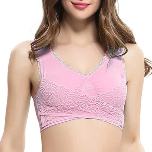 Dame Yoga Sports Sove Komfort Vest BH'er Fuld Skål Top - lager Pink 2XL