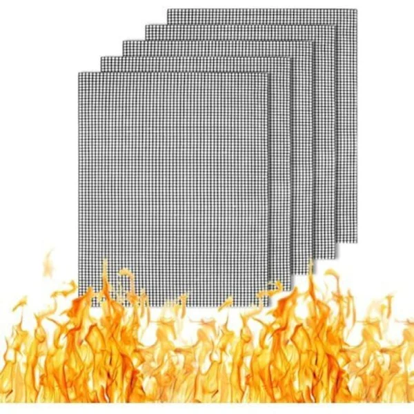 BBQ Grill Mesh Matta, 5-pack Non-Stick Återanvändbar Hållbar BBQ Grill Matta för Kol Gas Elektrisk Grillning Tillbehör.