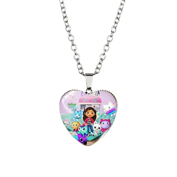 Disney Gabby Dollhouse Halsband för kvinnor Flickor Tecknad Anime Hänge Tröja Smycken Kedja Födelsedagsfest Barn Leksaker Present