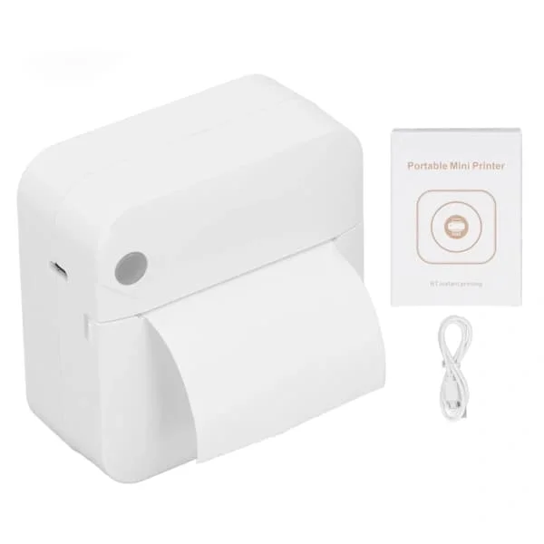 Handheld Mini Thermal Label Printer 200dpi Low Noise USB Charging Receipt Printer Photo Printer White