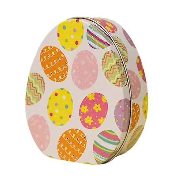 God Påske Gaveeske Flat Egg Form Godteriboks Tegneserie Kaninmønster Bærbar Jernkunst Kjeks Kakeboks Barne Gaveeske Påskefest Gunst