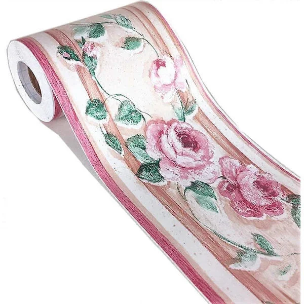 Tapetbort Selvværdende Mærkat, 10 cm x 10 meter (Rosa)