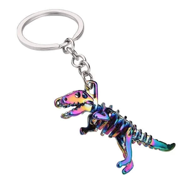 4 Pieces Creative Skull Dino Keychain for Men Bags Backpack Car Key Pendant, Metal Dinosaur Keychains for Boys Men Gifts-FX-