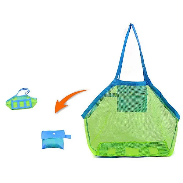 Strandleketøy Mesh Bag Kids Shell Collecting Bag Strand Sand Toy Bag(Blå)