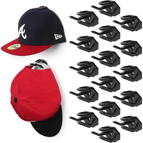 20 stk. Selvklebende hattkroker for vegg, hatthylle for baseballcaps, minimalistisk hattutstilling, sterke hatthengere, svart, 20 stk.