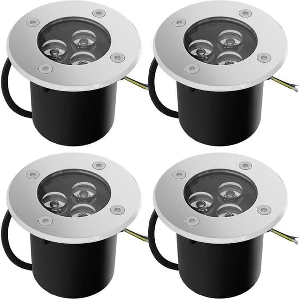 Infällda spotlights, varmvita infällda LED-spotlights för trädgård, utomhusbelysning – IP65 AC85-265V (4 enheter, 3W)