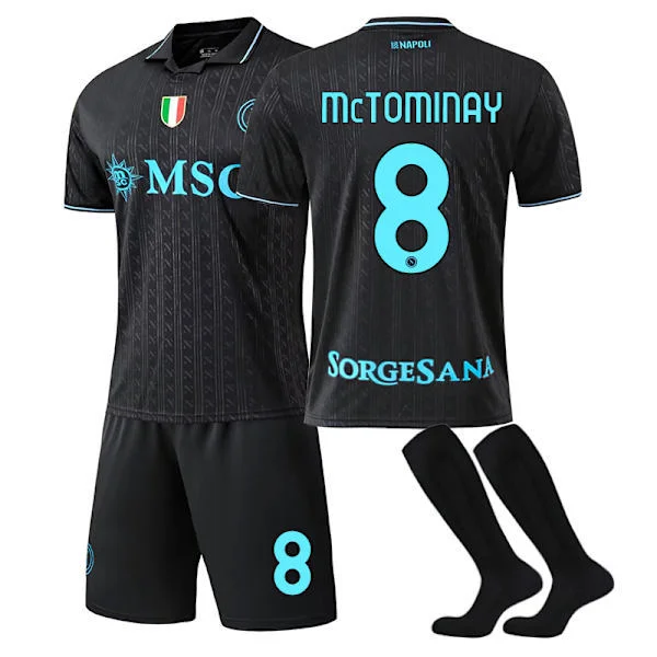 25-26 SSC Napoli Udebane Tredje Trøje NR.8 MCTOMINAY Sæt Børn Voksen Fodboldudstyr med Sokker NR.8 XS