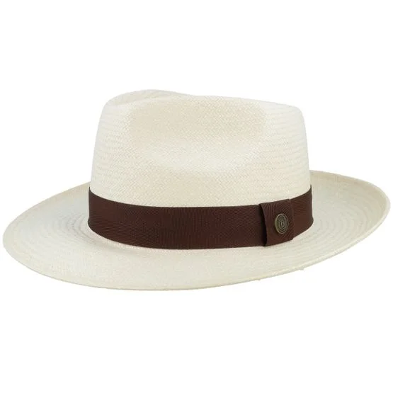 Balmoral Herren Fedora Hut Toyo Bleached Fedora Weiß Größe L 59 cm aus hochwertigem Toyo-Stroh für den Sommer