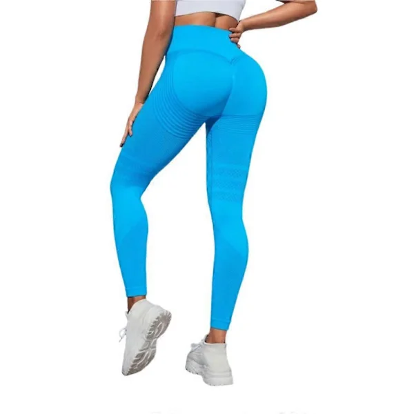 【BQ】3D Cellulite Leggings Høj talje M Lyseblå, Butt Lift Mavekontrol Sømløse Gym Leggings til Kvinder Fitness M
