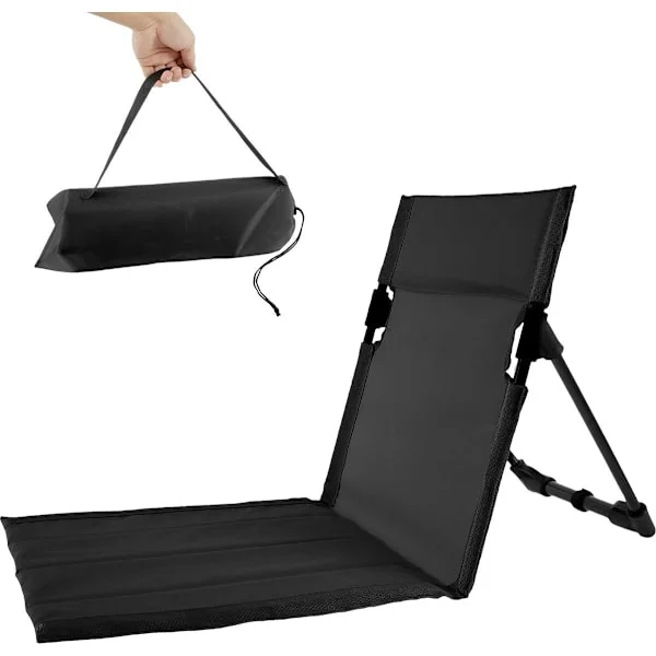 1 stk (sort) foldbar campingstol - foldbar strandstol - udendørs campingstol - bærbar foldbar campingstol med opbevaringspose, letvægts