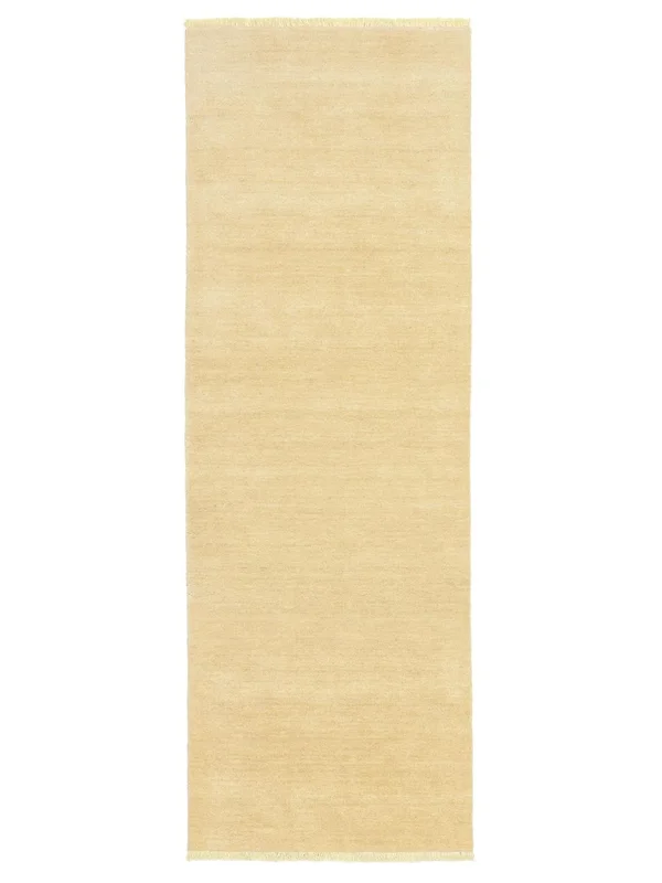 Wool Rug Handloom Fringes Dusty Yellow Runner Small