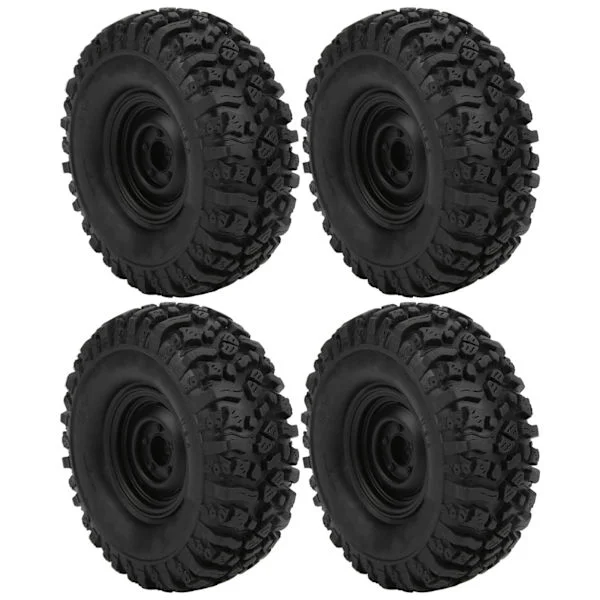 4st 1.9in RC Crawler Hjul Däck med Aluminiumlegering Fälgar för 1/10 RC Crawler Svart