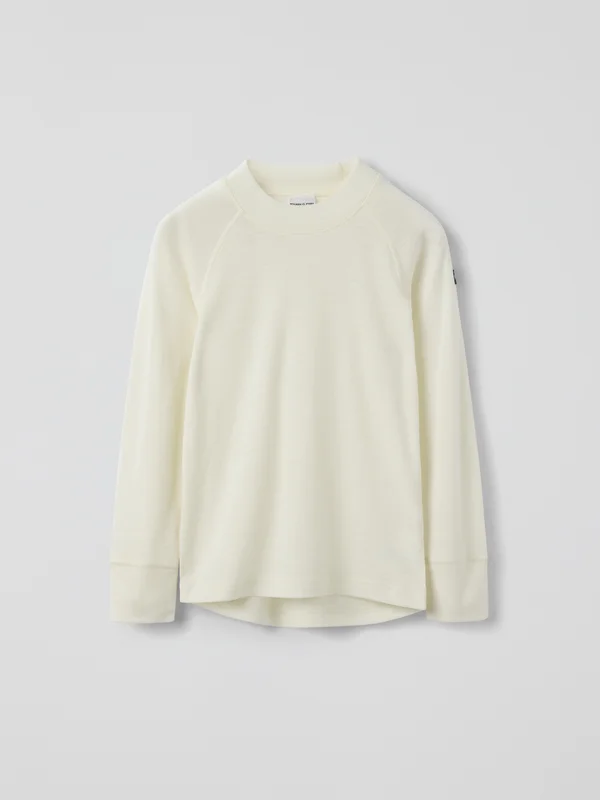 Polarn O. Pyret - Long-sleeve base layer top merino wool - white - Size: 74 - 80 - Children's clothing 6-12 Months