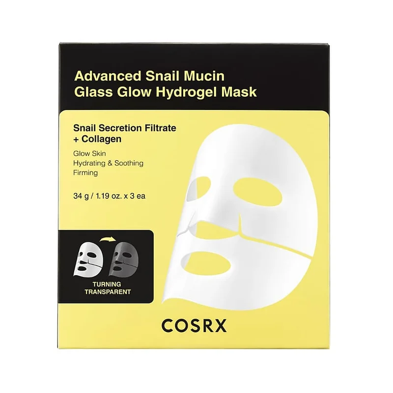 COSRX Snail Mucin Glass Glow Hydrogel Mask 3 stk, Hudpleje, Masker, Fugtmasker