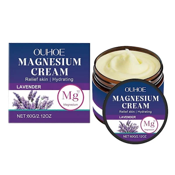 1-6 stk. OUHOE Body Soothing Magnesium Creme 60g Ledmassage Pleje Gel Smertelindring Lavendel Kokosolie
