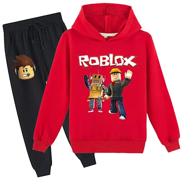 Roblox Hoodie Kostym Barn Varm Hoodie Kläder Roblox Tryckt Hoodie Röd CNMR - Perfet