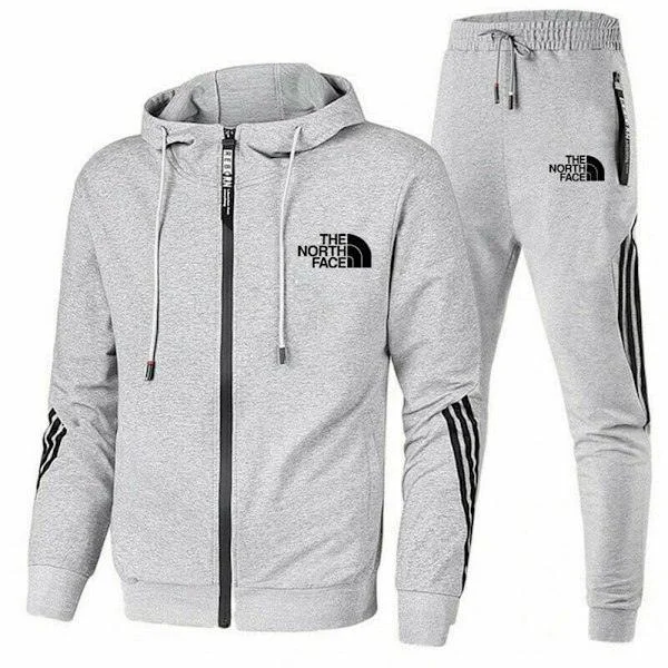 The North Face Miesten Huppari Collegepaita Verkkarit Verryttelypuku 2 osaa/setti Urheiluvaatteet (BT) L Vaaleanharmaa