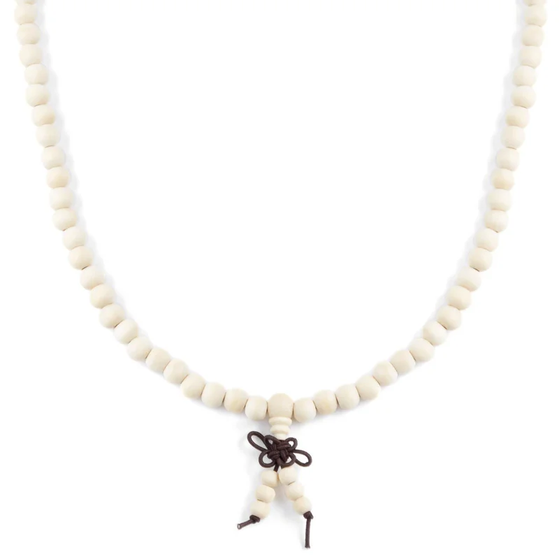 White Wooden Beaded necklace for Men - Beaded necklaces