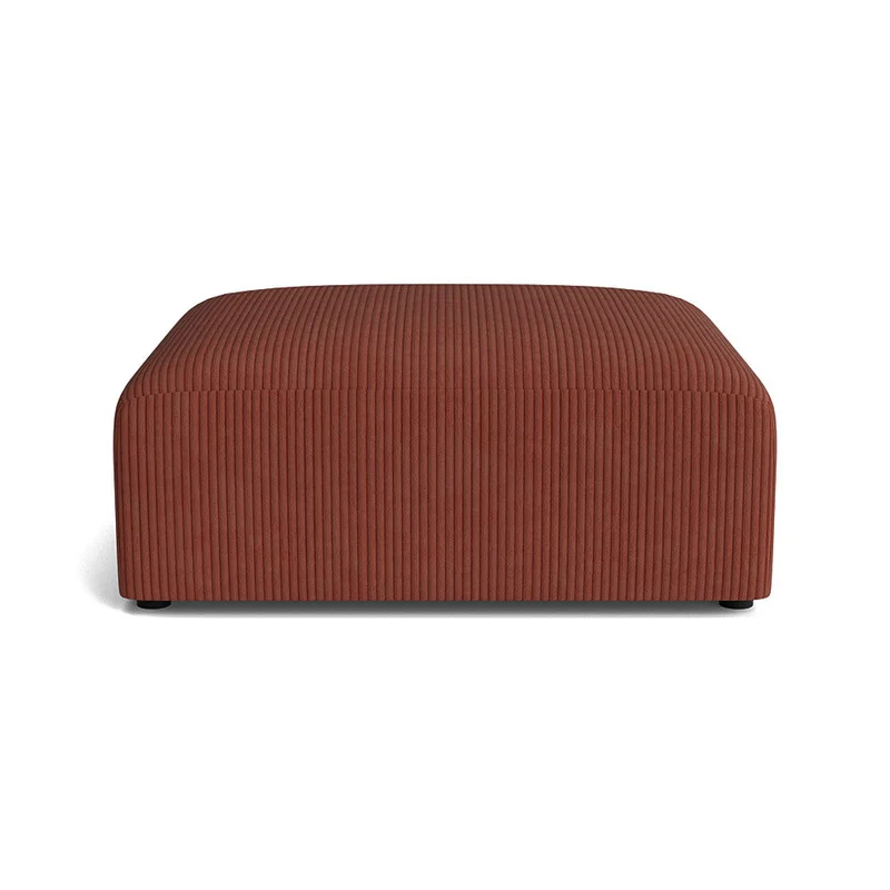 Soma Pouf Hocker in Lincoln Kupfer, moderner Cord-Stil, bequeme Polsterung für Wohnzimmer, elegantes Design, quadratische Form, 43cm Höhe.