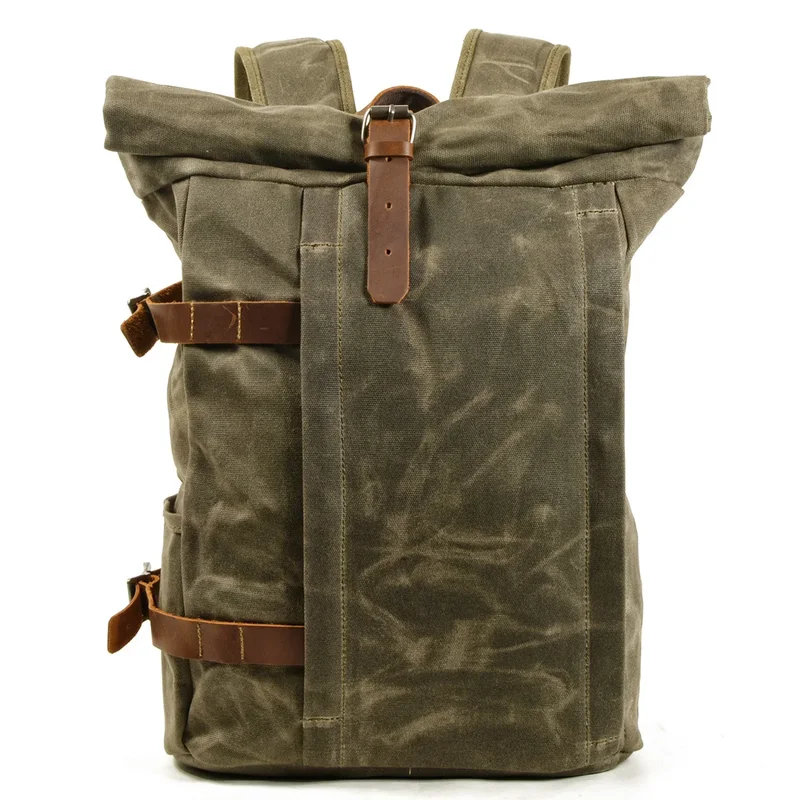 AliExpress - Gewachster Canvas Rucksack Vintage Outdoor Herren Rucksack Moto Style Wasserdichter Rucksack mit großer Kapazität