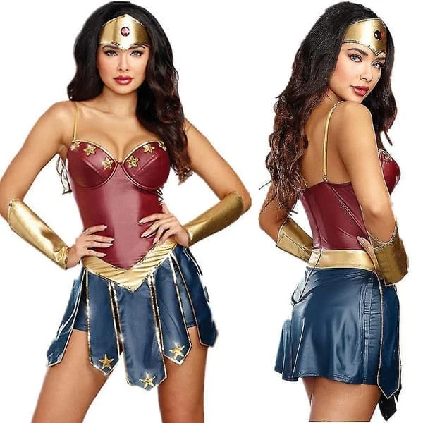 Wonder Woman Kostume til Voksne Kvinder DC Comics Superhelt Outfit Halloween Karneval Cosplay Fest Maskerade Komplet Sæt-FS- 2XL 2XL