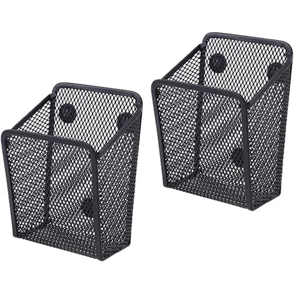 2-pack Magnetic Storage Basket, Black Semicircular Metal Storage Shelf for Refrigerator, Cabinet Accessories, Office Supplies Organizer