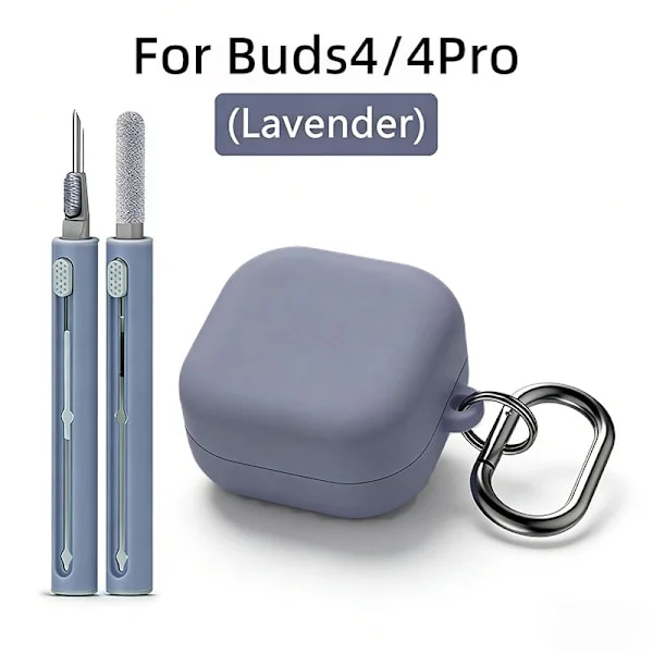 Fodral för Samsung Galaxy Buds 4 / Buds 4 Pro, silikonfodral, med rengöringskit och karbinhake