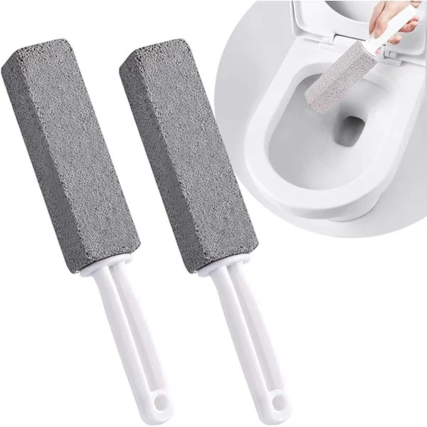 Toilet Cleaning Block 2 Pieces Natural Pumice Stone Cleaning Stones, Pumice Stone Toilet Brush with Hanging Handle for Bathroom/Toilet
