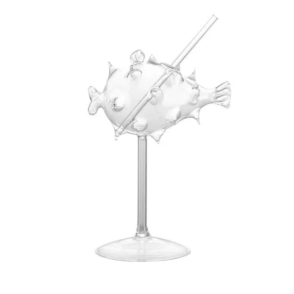 200ml Kreativ Kulefisk Cocktailglass Martini Glass med Sugerør Transparent Begerglass Bar Party Drikkeglass8700521863482