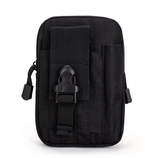 Tactical Waist Belt, Belt Bag Multifunctional Molle Bag EDC Use Mobile Phone Gadgets for Hiking Travel Outdoor Sports (Black)