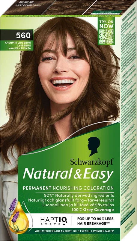 Schwarzkopf Natural & Easy Hårfarve 560 Lysebrun, Hår, Hårfarve, Permanent Hårfarve
