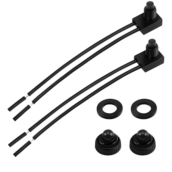 Vanntett trykknappbryter 12V PÅ/AV SPST-bryter med 4,5'' ledninger KP-107 for motorsykkel bil båt baderomsvifte (2