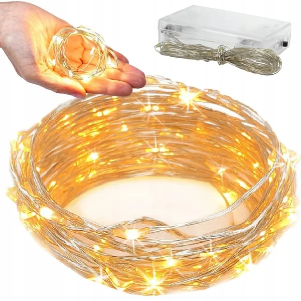 Batteridriven LED Ljusslinga Varm Vit 10m
